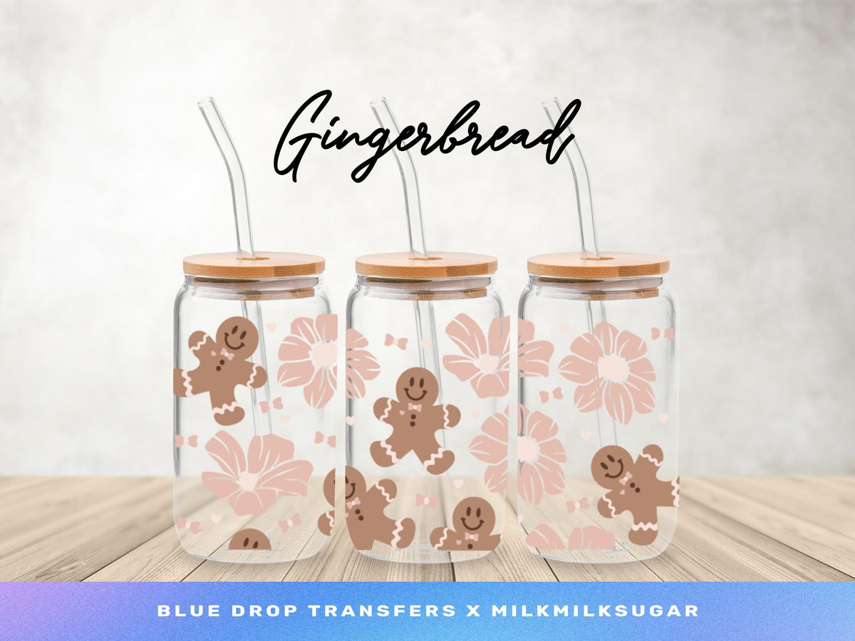 MilkMilkSugar X BDT Gingerbread UV DTF Cup Wrap Blue Drop Transfers 