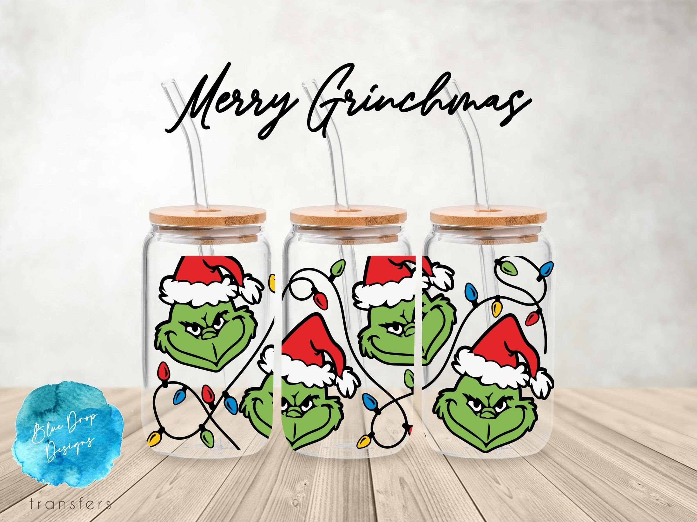 Grinch Hand With Ornament 16oz Libbey Glass Can Wrap