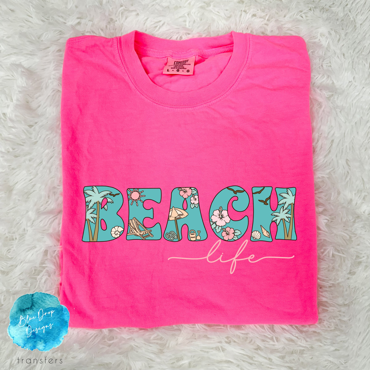 Beach Life Full Color Heat Transfer