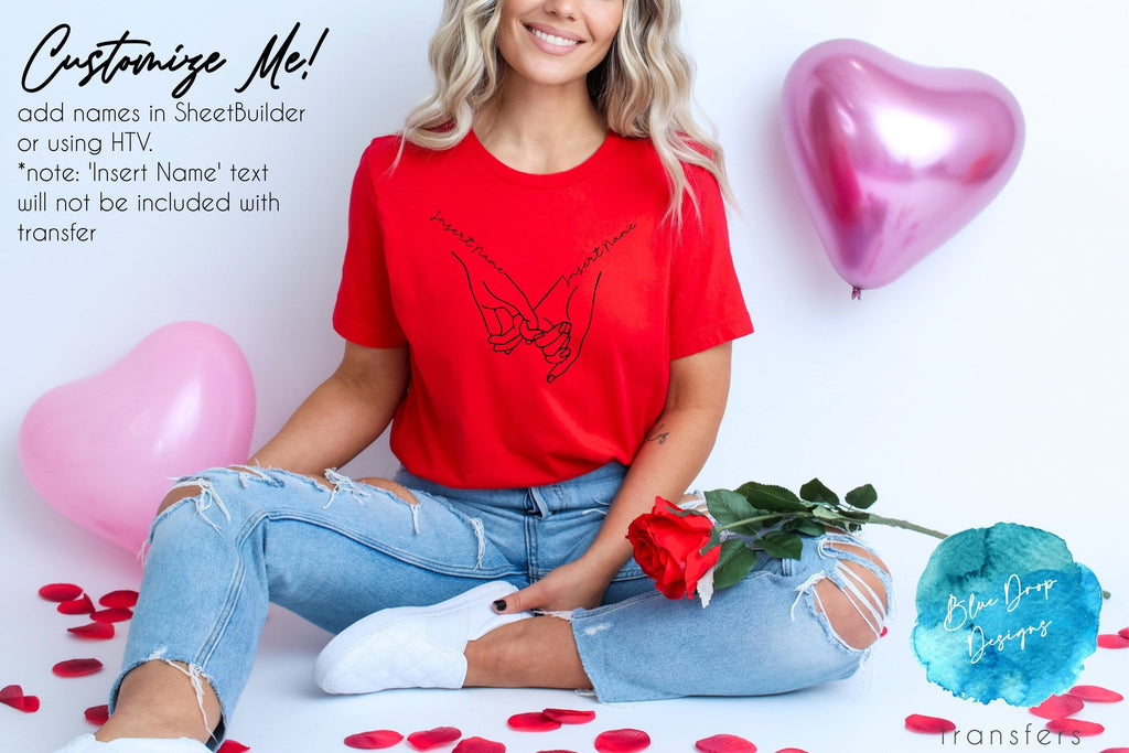 CUSTOMIZEABLE Holding Hands Black Transfer – Blue Drop Transfers