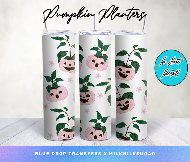 MilkMilkSugar X BDT Pumpkin Planters UV DTF Cup Wrap Blue Drop Transfers 