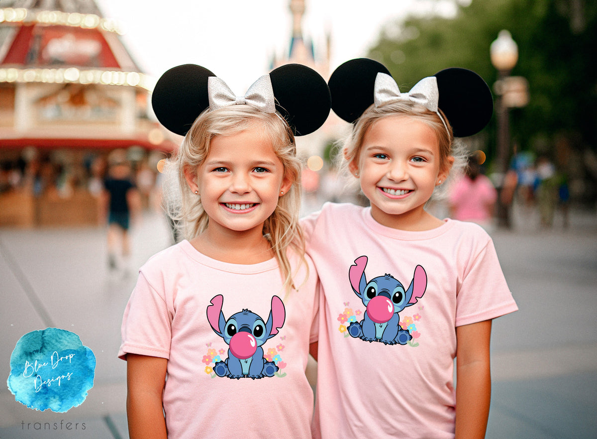 Stitch BubbleGum Full Color Heat Transfer